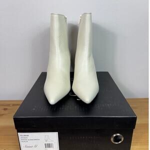 Saint G Elliana Off White Leather Sculpted Heel Chelsea Boots Women's Size EU 38